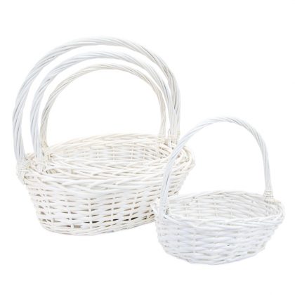 Weidenkörbe 4-Stück-Set, ovalen, Weiß