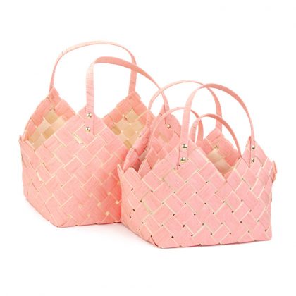 Korb-Taschen Set-3 Stück, Rosa