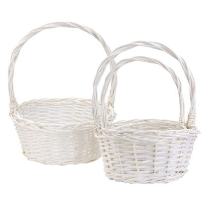 Weidenkörbe 3-Stück-Set, rund, Weiß