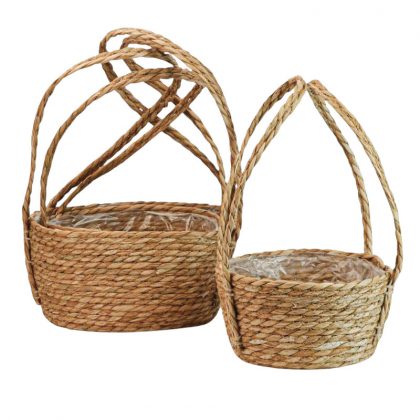 Weidenkörbe 3-Stück-Set, niedrig, Natur
