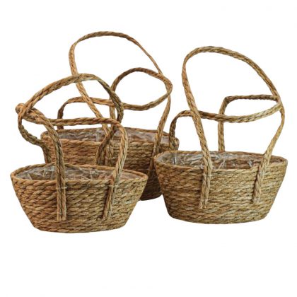 Weidenkörbe 3-Stück-Set, niedrig, Natur