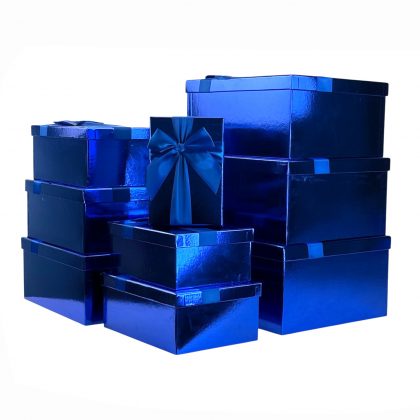 Rechteckige Schachteln im 9er-Set, Metallic Blau