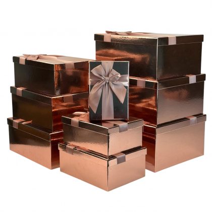 Rechteckige Schachteln im 9er-Set, Metallic Gold